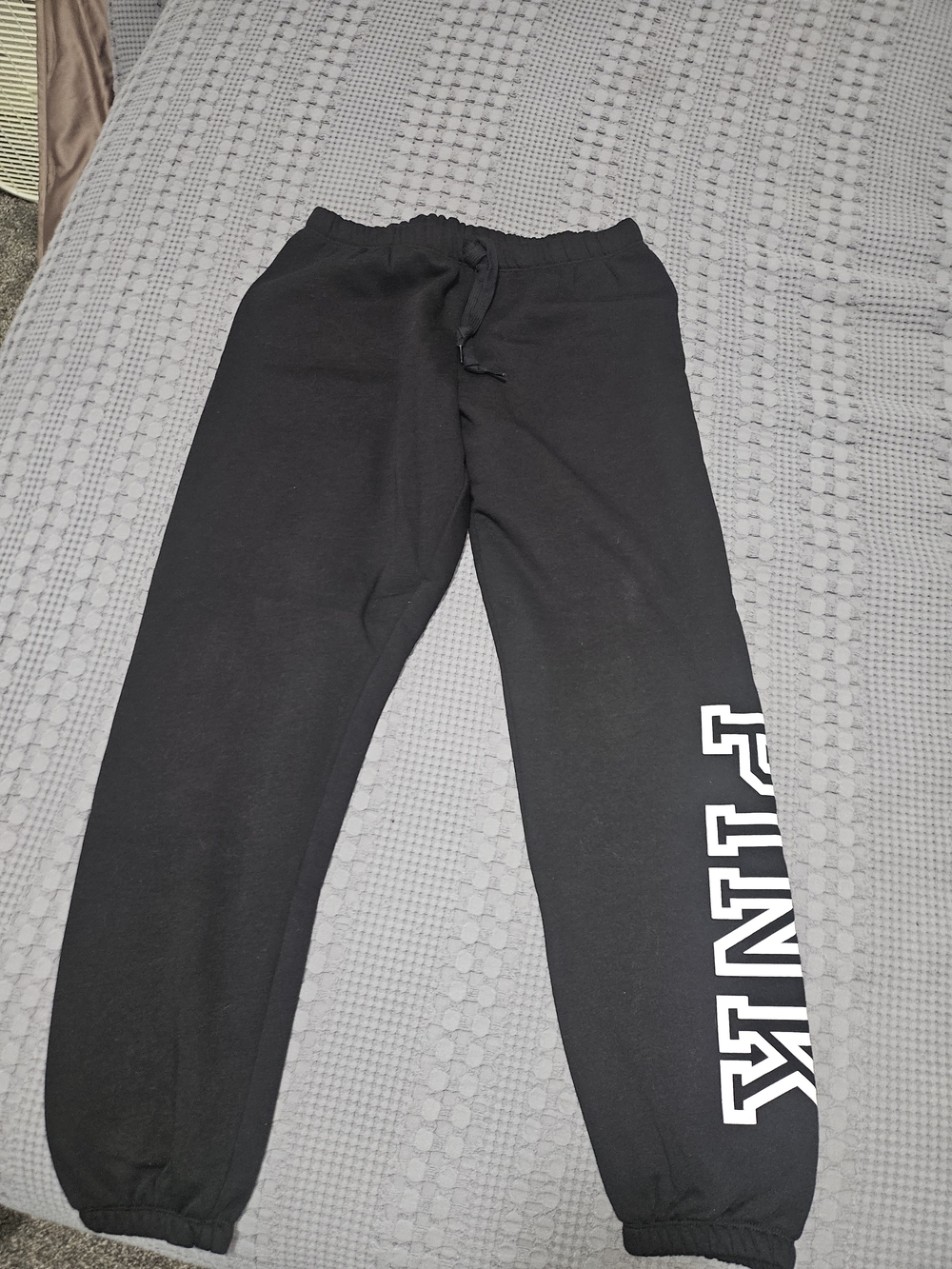 PINK Victoria's Secret Black Sweatpants with White PINK Side Logo